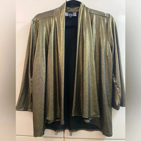 Slinky Brand Women's Gold Lurex evening Jacket Top blouse SZ XS - Picture 1 of 5